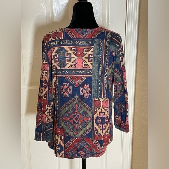 Vintage Ralph Lauren Jeans Co. Aztec Western Diamond Shaped Pearl Snaps Ladies L - Picture 2 of 8